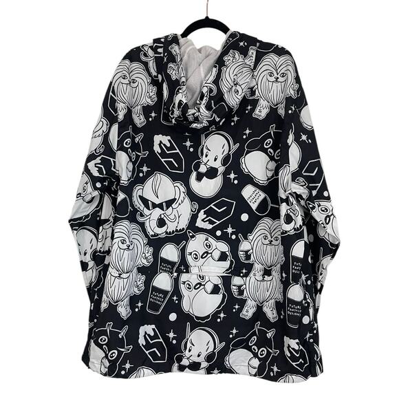 Future Fantasy Delight Black and White Windbreaker Hoodie Quarter Zip - Picture 4 of 7